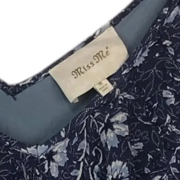 Floral Blue Sleeveless SunDress by Miss Me Tassle Ties Smocked Waist Tiered Hem - Picture 8 of 9